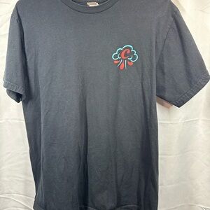 Cloud Brewing Black Short Sleeve Tee with Teal & Red Chest Graphic
